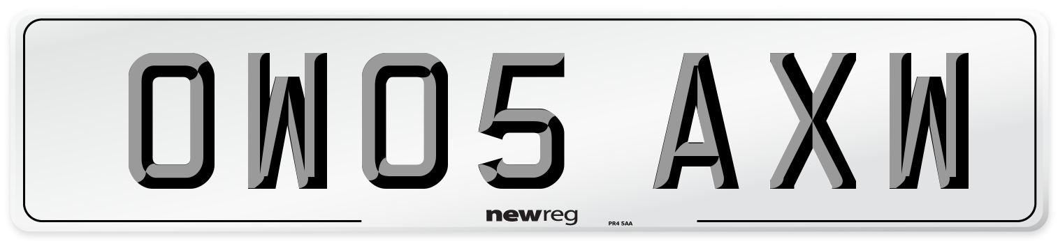 OW05 AXW Number Plate from New Reg